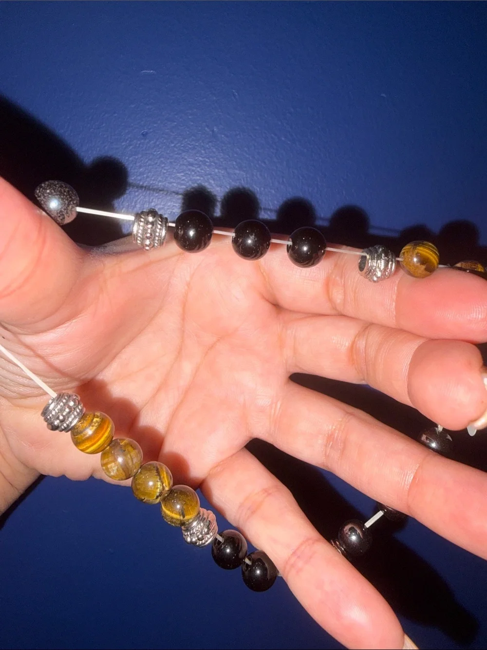 Beaded Bracelet with Tiger Eye and Black Stones NWT